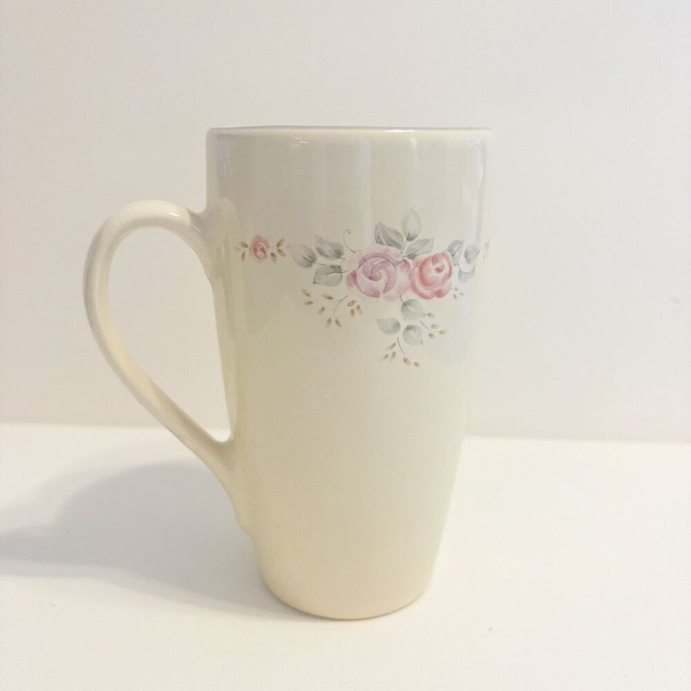 Pfaltzgraff Trousseau Latte Mug Tea Rose Cottagecore Granny Romantic Shabby